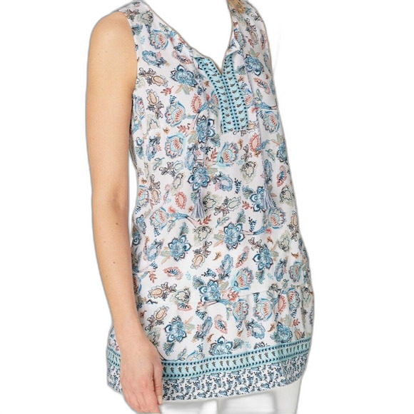 J. Jill 	Women's Paisley Sleeveless Floral Layered Tunic - Picture 1 of 7
